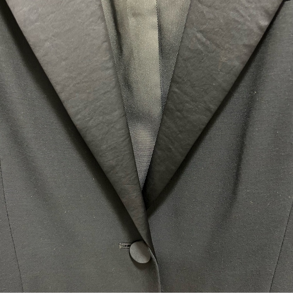 Derek Lam Crosby Navy Blazer with Satin Lapels & Back - Picture 4 of 7